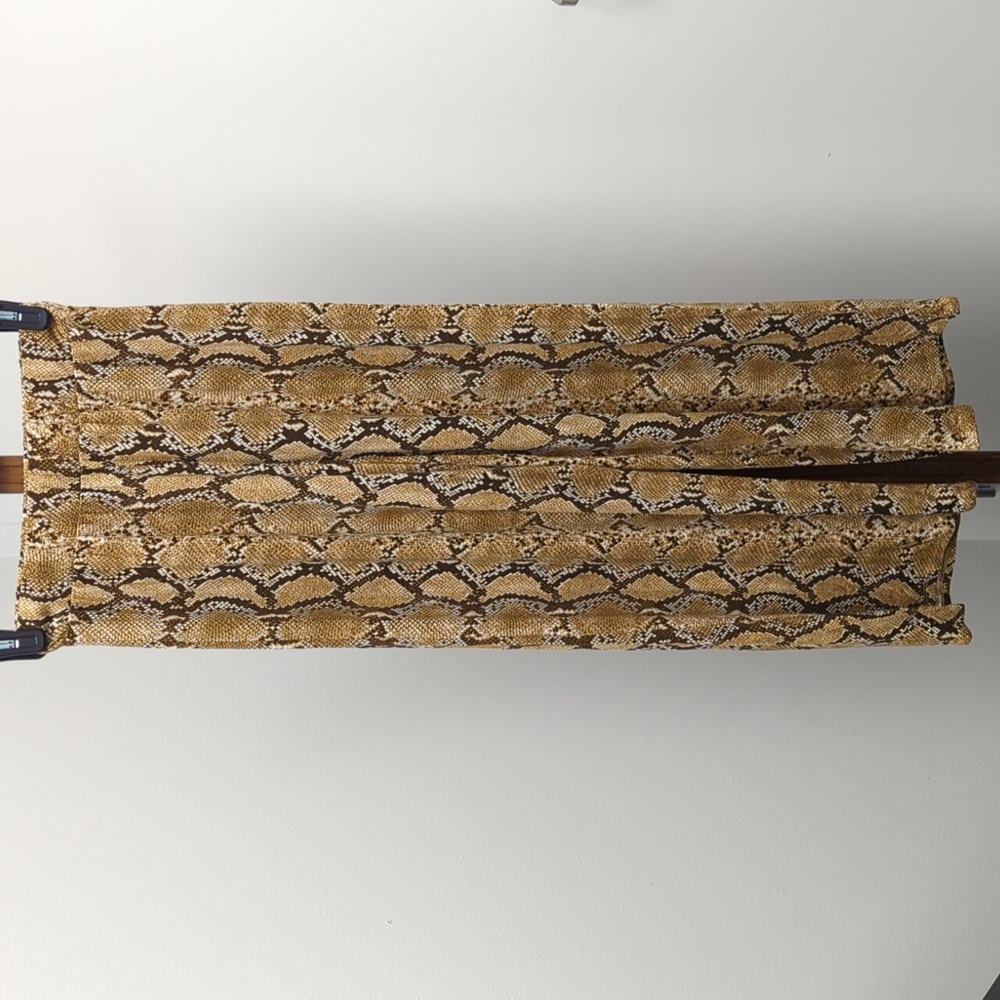 🌻 H&M Pull On Brown Snakeskin Print Elastic Waist Wide Leg Jersey Pants XS - Picture 2 of 7